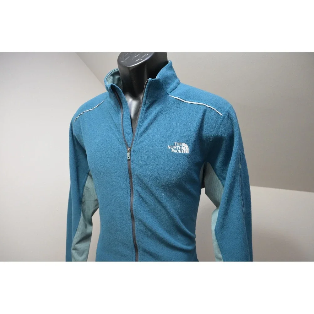 The North Face Fleece Jacket Mens Large Blue Full Zip Mock Neck Camp Hiking
